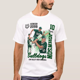 Baseball-Team Individuelles Foto Senior Night Grün T-Shirt