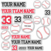 Baseball Team Name Number Year / Baseball-Spieler Aufkleber (Vorderseite)