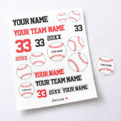 Baseball Team Name Number Year / Baseball-Spieler Aufkleber