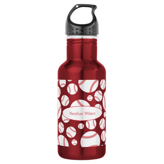 Baseball Team Red Water Flasche mit Namen Edelstahlflasche (Vorderseite)