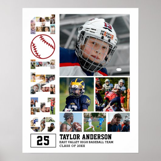 Baseball Team Senior Abschluss FotoCollage Poster (Vorne)