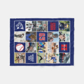 Baseball Team Senior Night Custom Photo Blue Red Fleecedecke (Vorderseite (Horizontal))