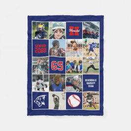 Baseball Team Senior Night Custom Photo Blue Red Fleecedecke