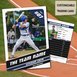 Baseball Team Trading Card Geschenk Blau Weiß Telefonnummerkarte
