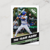 Baseball Team Trading Card Geschenk grün weiß Telefonnummerkarte (Vorderseite)