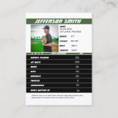 Baseball Team Trading Card Geschenk grün weiß Telefonnummerkarte (Rückseite)