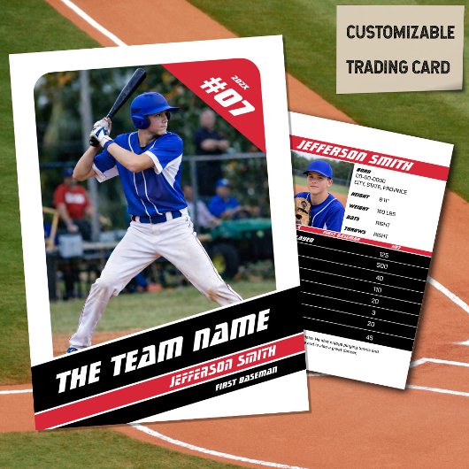 Baseball Team Trading Card Geschenk Red White Telefonnummerkarte