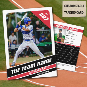 Baseball Team Trading Card Geschenk Red White Telefonnummerkarte