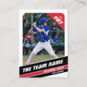 Baseball Team Trading Card Geschenk Red White Telefonnummerkarte (Vorderseite)