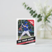 Baseball Team Trading Card Geschenk Red White Telefonnummerkarte (Stehend Vorderseite)