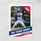 Baseball Team Trading Card Red Blue Telefonnummerkarte (Vorderseite)
