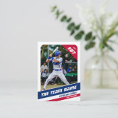 Baseball Team Trading Card Red Blue Telefonnummerkarte (Stehend Vorderseite)
