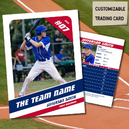 Baseball Team Trading Card Red Blue Telefonnummerkarte