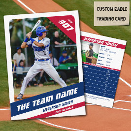 Baseball Team Trading Card Red Blue Telefonnummerkarte