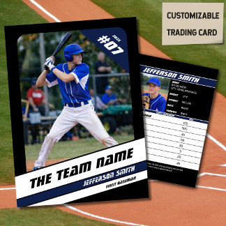 Baseball Team Trading Card Sport Geschenk blau Telefonnummerkarte
