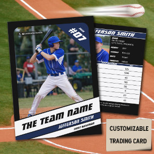 Baseball Team Trading Card Sport Geschenk blau Telefonnummerkarte