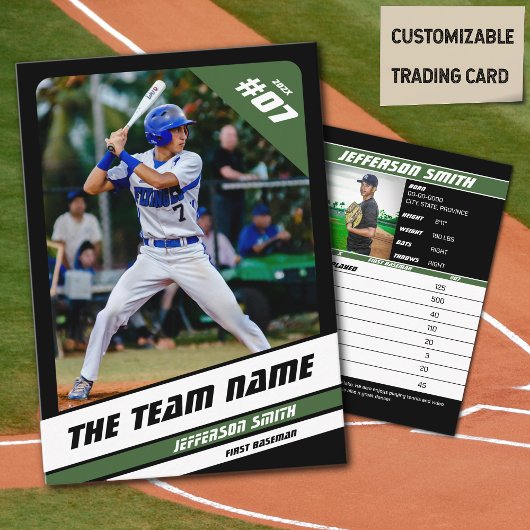 Baseball Team Trading Card Sport Geschenk Grün Telefonnummerkarte