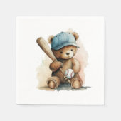 Baseball Teddy Bär Monogramm Mütze Schläger Ball B Serviette (Vorderseite)