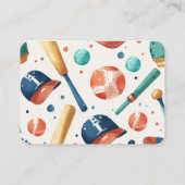 Baseball Teddy Bear Boy Baby Showe Diaper Raffel Begleitkarte (Rückseite)