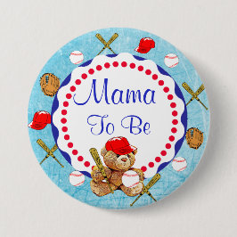 Baseball Teddy Bear Mama wird Babydusche Button