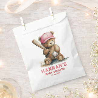 Baseball Teddy Bear Personalized Girl Baby Shower Geschenktütchen