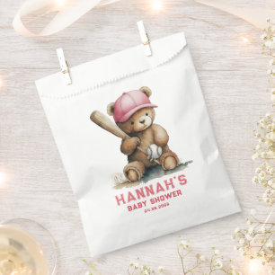 Baseball Teddybär Personalisiert Mädchen Babyparty Geschenktütchen