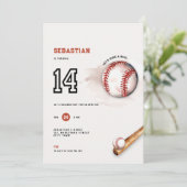 Baseball Teens Party 14th Birthday Invitation Kids Einladung (Stehend Vorderseite)