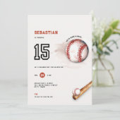 Baseball Teens Party 15th Birthday Invitation Kids Einladung (Stehend Vorderseite)