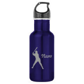 Baseball-Teig-Silhouette, personalisierter Name Edelstahlflasche (Vorderseite)