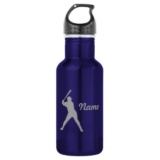 Baseball-Teig-Silhouette, personalisierter Name Edelstahlflasche
