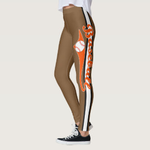 Baseball-Text mit Streifen und Kugeldruck-Leggings Leggings