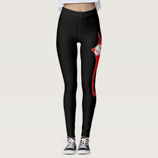 Baseball-Text mit Streifen und Kugeldruck-Leggings Leggings (Vorderseite)