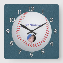 Baseball Textured Background Foto personalisieren Quadratische Wanduhr