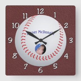 Baseball Textured Background Foto personalisieren Quadratische Wanduhr