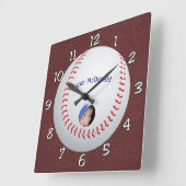 Baseball Textured Background Foto personalisieren Quadratische Wanduhr (Winkel)