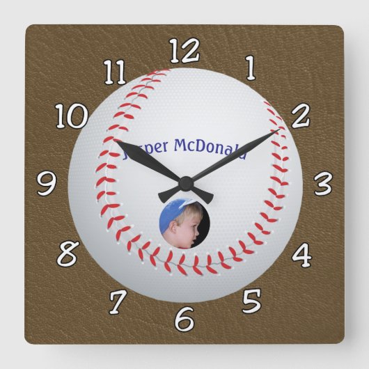 Baseball Textured Background Foto personalisieren Quadratische Wanduhr (Vorderseite)