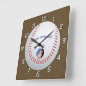 Baseball Textured Background Foto personalisieren Quadratische Wanduhr (Winkel)