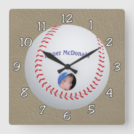 Baseball Textured Background Foto personalisieren Quadratische Wanduhr