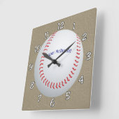 Baseball Textured Background Foto personalisieren Quadratische Wanduhr (Winkel)
