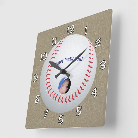 Baseball Textured Background Foto personalisieren Quadratische Wanduhr (Winkel)