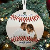 Baseball The Perfect Catch Couple Foto Weihnachten Ornament Aus Metall