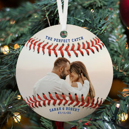 Baseball The Perfect Catch Couple Foto Weihnachten Ornament Aus Metall