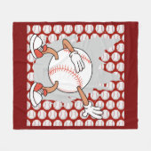 Baseball-Thema für Spieler auf Rot Fleecedecke (Vorderseite (Horizontal))