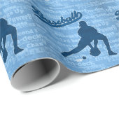 Baseball-Thema in Schattierungen von Blau Geschenkpapier (Rolleneckpunkt)