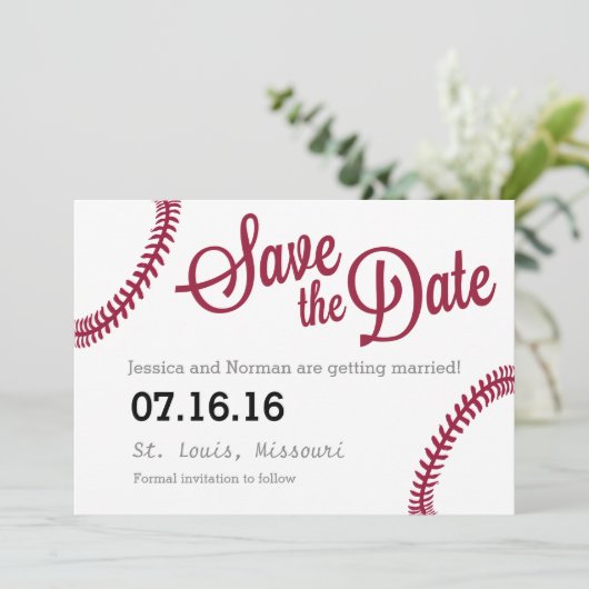 Baseball-Thema Save the Date (Stehend Vorderseite)