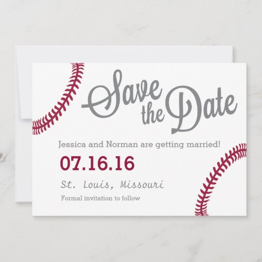 Baseball-Thema Save the Date Einladung (Vorderseite)