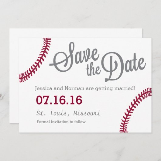 Baseball-Thema Save the Date Einladung (Vorne/Hinten)