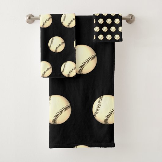 Baseball Thema Schwarz Badhandtuch Set (Insitu)