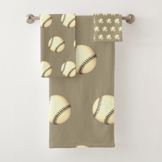 Baseball-Thema Taupe Badhandtuch Set (Insitu)