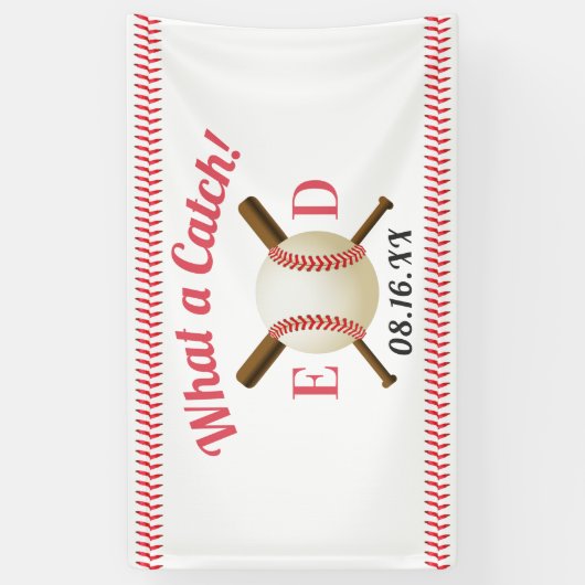 Baseball Thema Was für eine Catch-Hochzeit Willkom Banner (Vertikal)